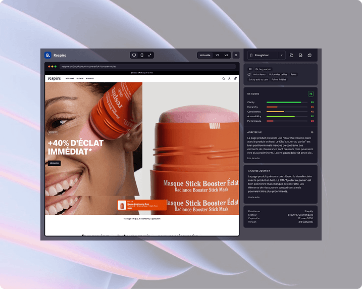 Radar — Analyse UX/UI et scoring